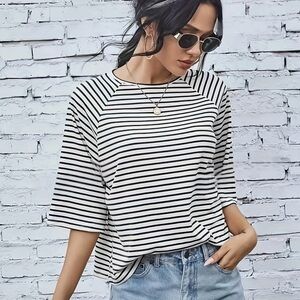 3/$30 - NWOT - Striped Black and White Women's Tee